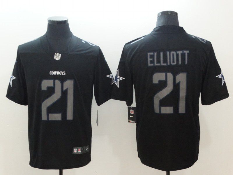 Men Dallas cowboys #21 Elliott Nike Fashion Impact Black Color Rush Limited NFL Jerseys->detroit lions->NFL Jersey
